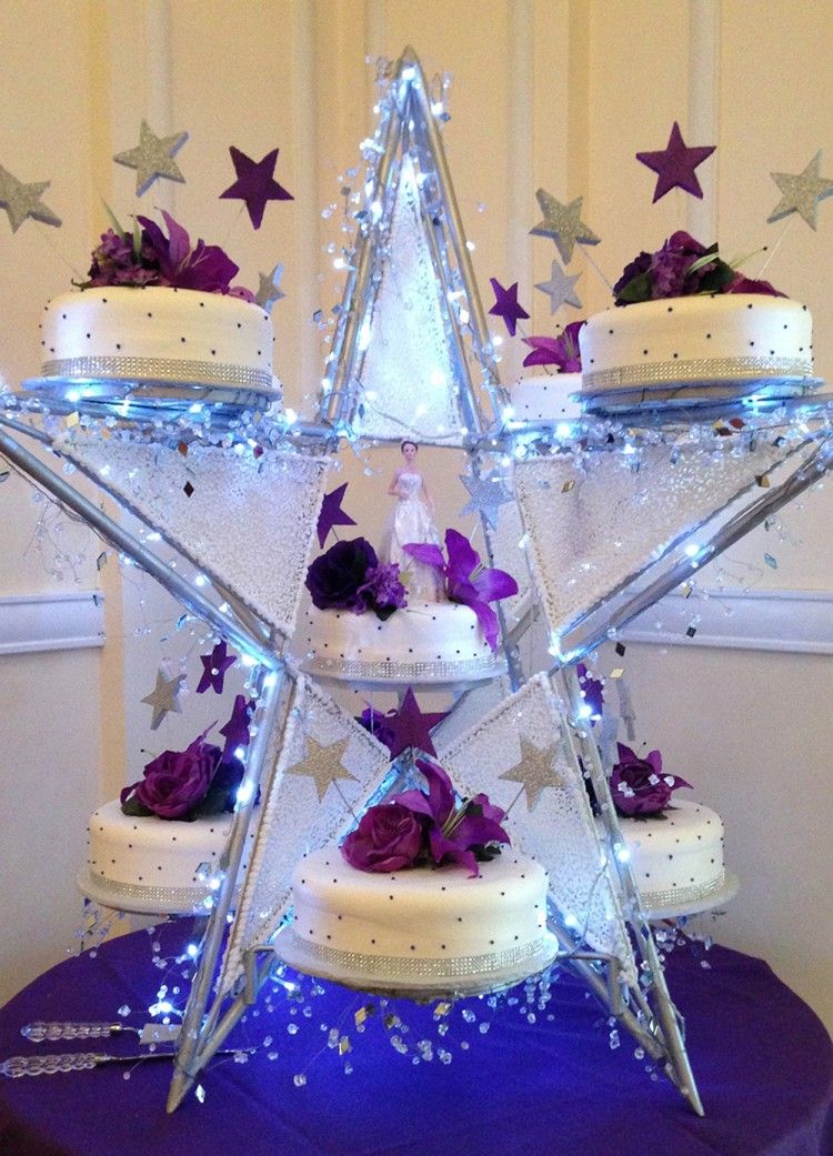 Purple star shape quinceanera cake