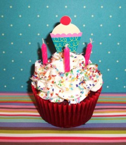 Red velvet birthday cupcake