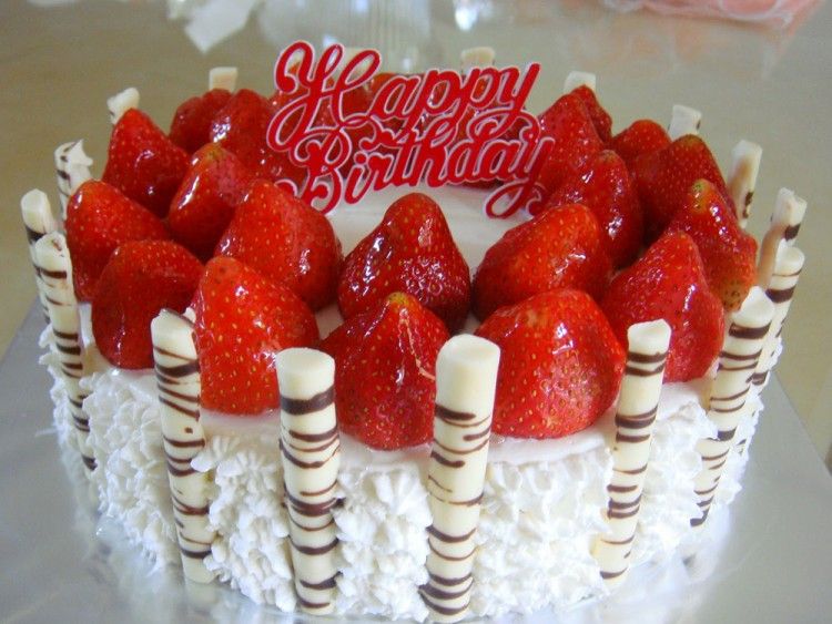 Strawberry birthday cake