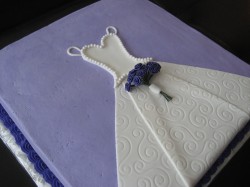 Violet bridal shower cake with dress