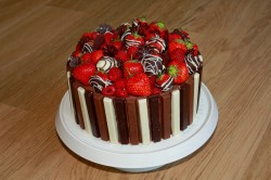 Strawberry and chocolate birthday cake