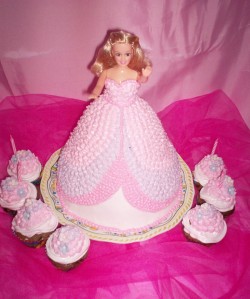Barbie cake with cream frosting