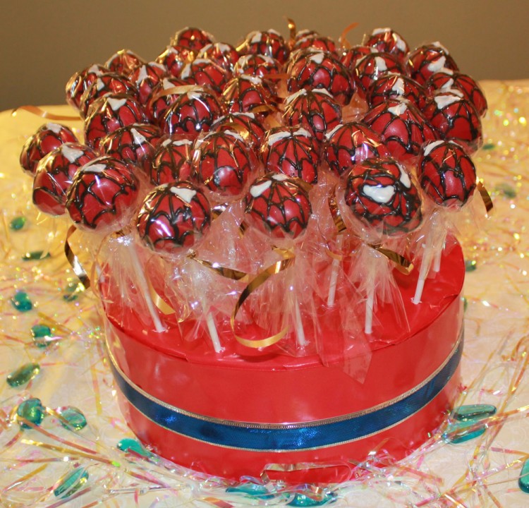 Birthday Spider man cake pops