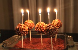 Birthday cake pops with candle