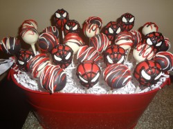 Chocolate Spider man cake pops