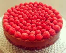 Chocolate mouse cake with raspberry