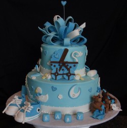 Fondant baby shower cake