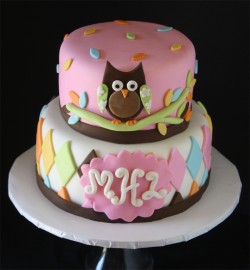 Owl baby shower cake