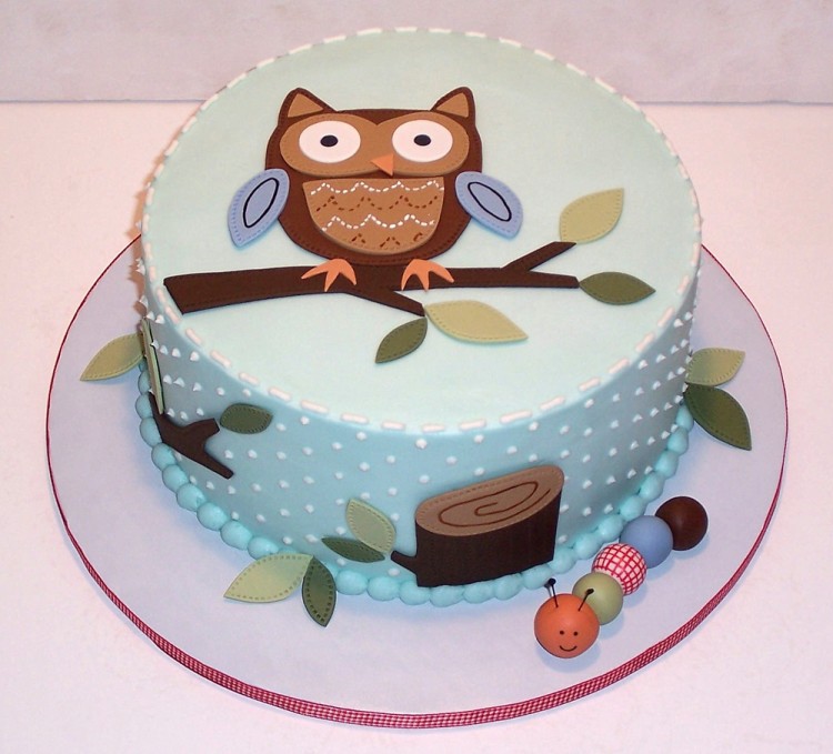 Pretty owl baby shower cake
