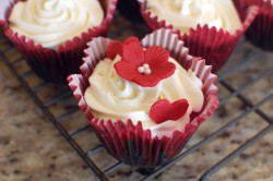 Red cupcake flower