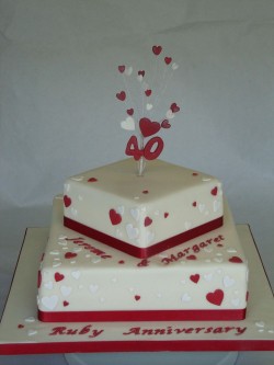 Anniversary cake with hearts