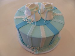 Blue baby shower cake with booties