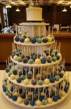 Blue wedding cake pops tower