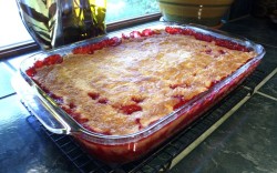 Dump cake with strawberries