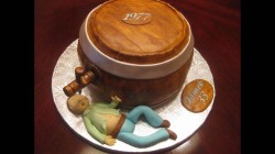 Fondant cake with beer barrel