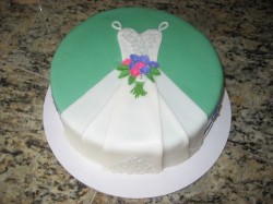 Green bridal shower cake with dress