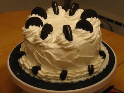 Oreo cake with cream frosting