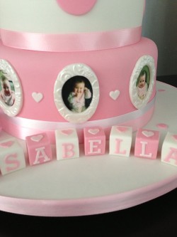 Christening cake with photo frames