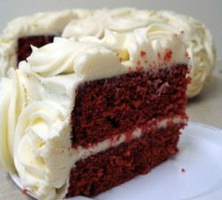 Red velvet cake with frosting