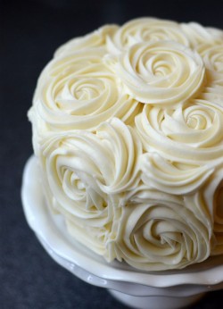 Red velvet cake with rose frosting