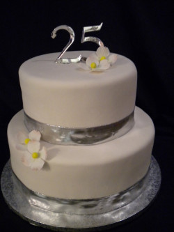 Silver wedding anniversary cake