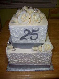 Silver Wedding Anniversary cake