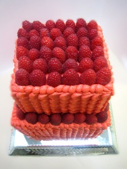 Square raspberry cake