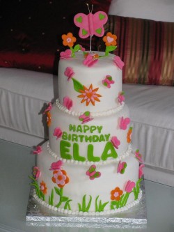 Large cake with butterflies