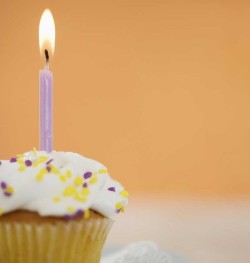 Birthday cupcake with candle