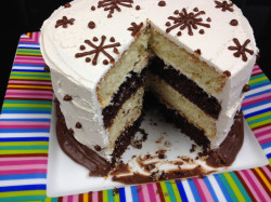Chocolate cake with snowflakes