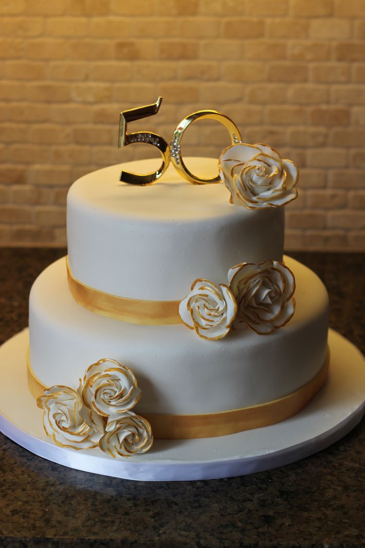 Gold wedding Anniversary cake