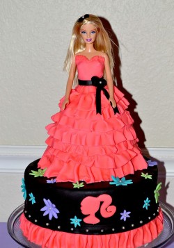 Red Barbie on the cake