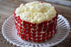 Red velvet cake with hearts