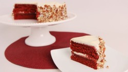 Red velvet cake with nuts