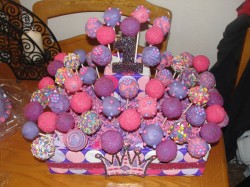 Violet birthday cake pops