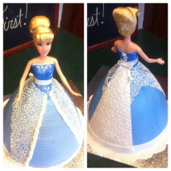 White and blue Barbie cake