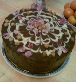 Very tasty chocolate cake with meringue