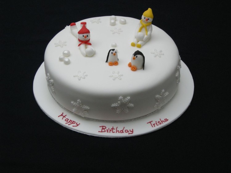 Birthday cake with snowman