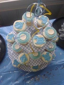 Blue Christening cupcakes