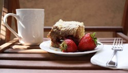 Cake with tasty coffee