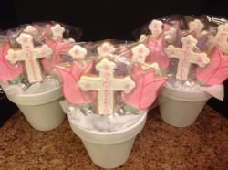 Christening cake pops cross