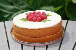 Madeira cake with raspberries