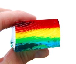 Rainbow jello cakes slice