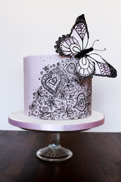 Cake with purple butterfly