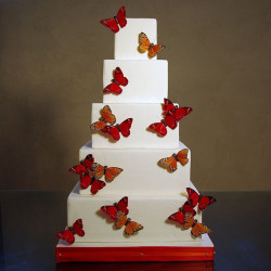 Cake with red butterflies