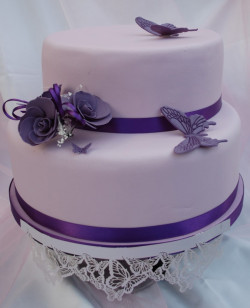 Cake with violet butterflies