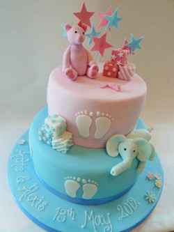 Christening cake for boy and girl