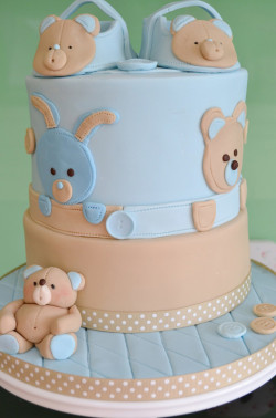 Christening cake with little animals