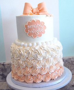 Peach ombre baby shower cake