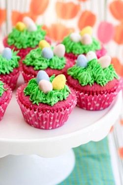 Red velvet Easter cupcakes